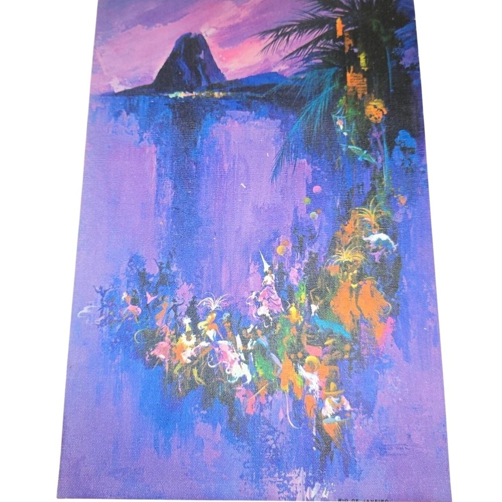 Rio De Janeiro, Brazil purple painting poster print abstract art 16x11‎ placemat